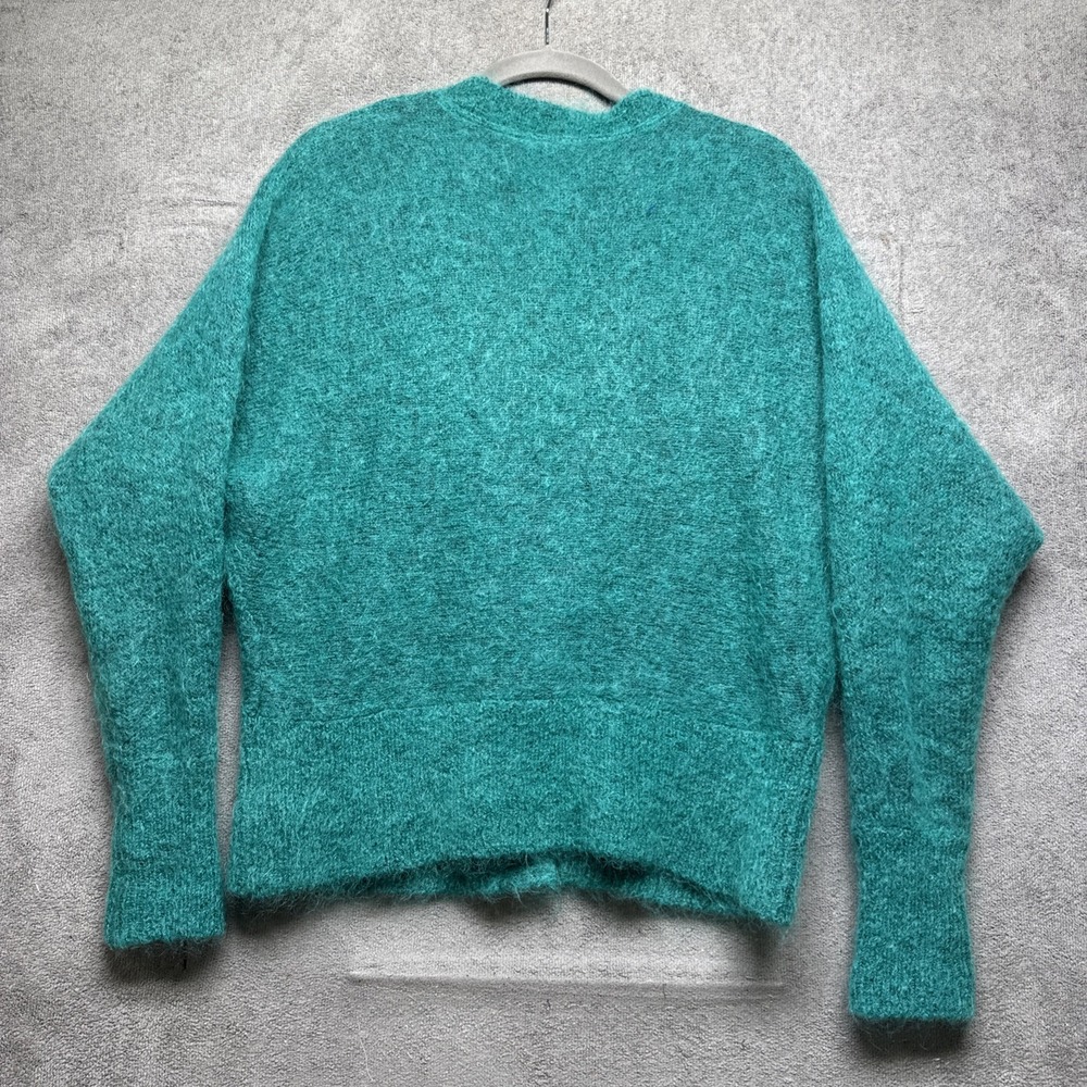 Free People‎ Green Mohair Blend Button Front Cardigan Sweater Boho Slouchy M - Picture 7 of 8